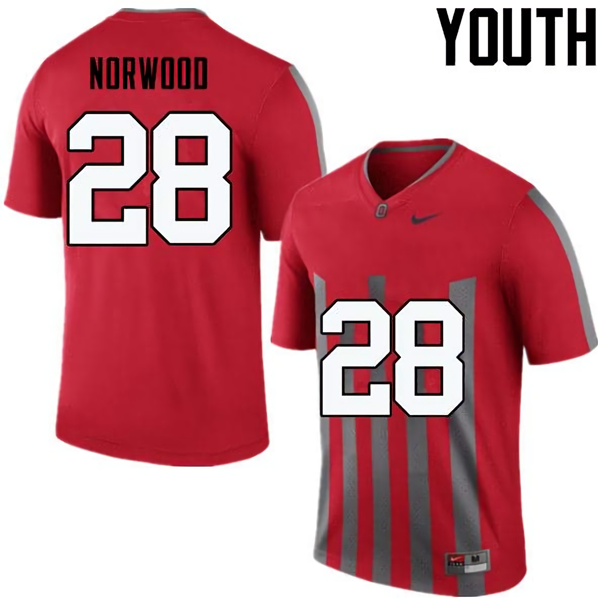Joshua Norwood Ohio State Buckeyes Youth NCAA #28 Nike Throwback Red College Stitched Football Jersey SSM5256VE